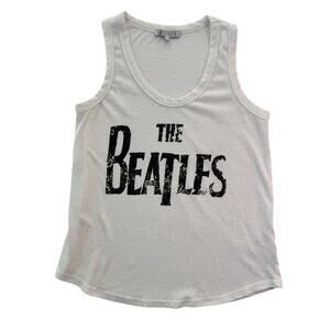 The Beatles Logo Tank Top Women's Small White Black